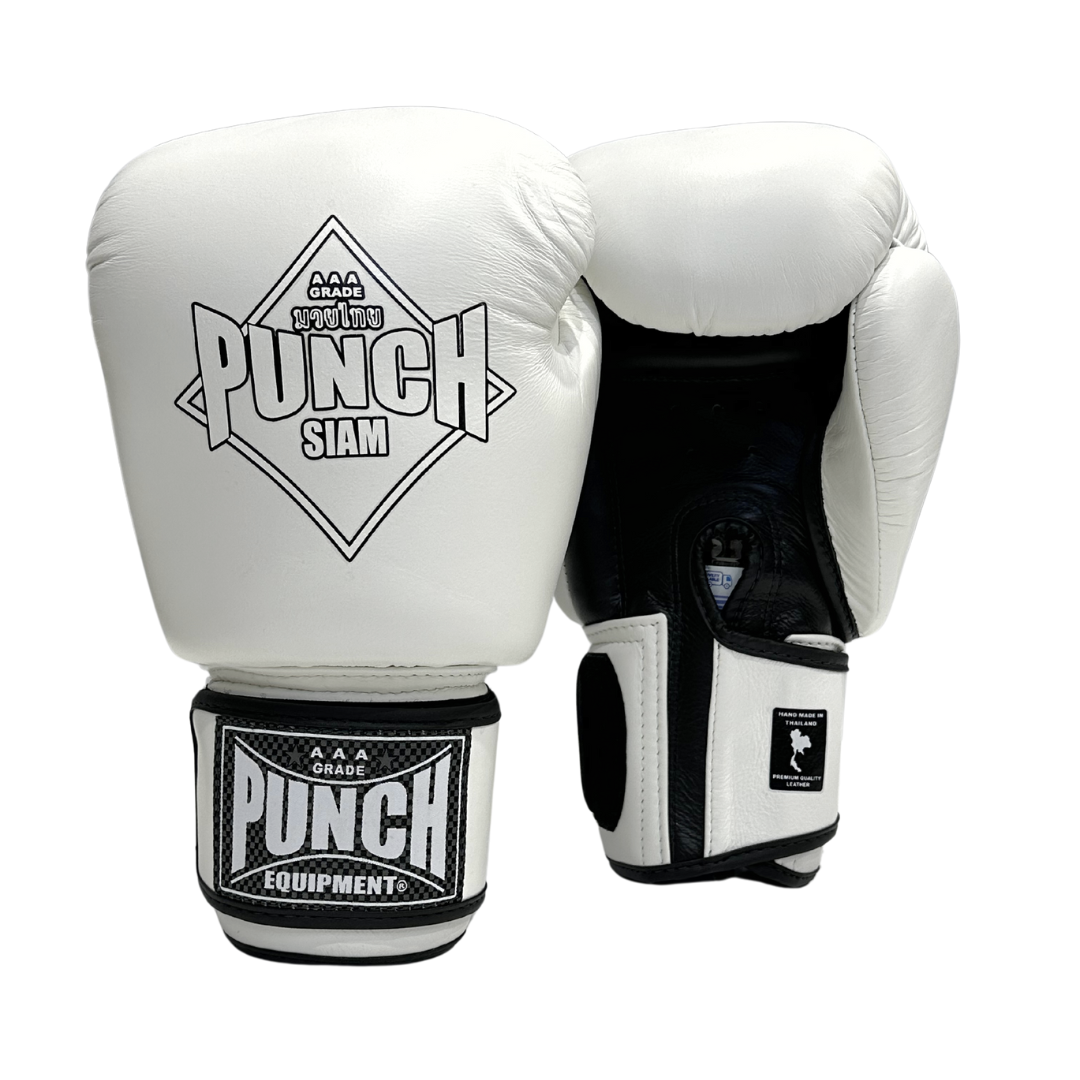 BOXING GLOVES - Siam™ - LEATHER - WHITE - 16OZ