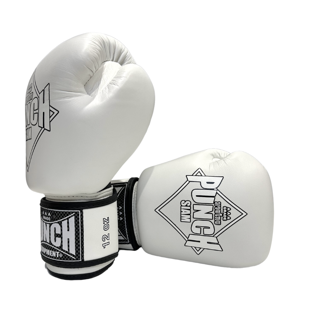 BOXING GLOVES - Siam™ - LEATHER - WHITE - 12OZ