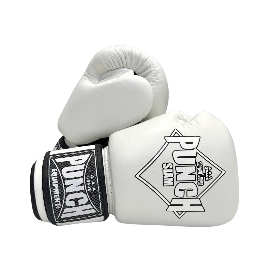 BOXING GLOVES - Siam™ - LEATHER - WHITE - 12OZ