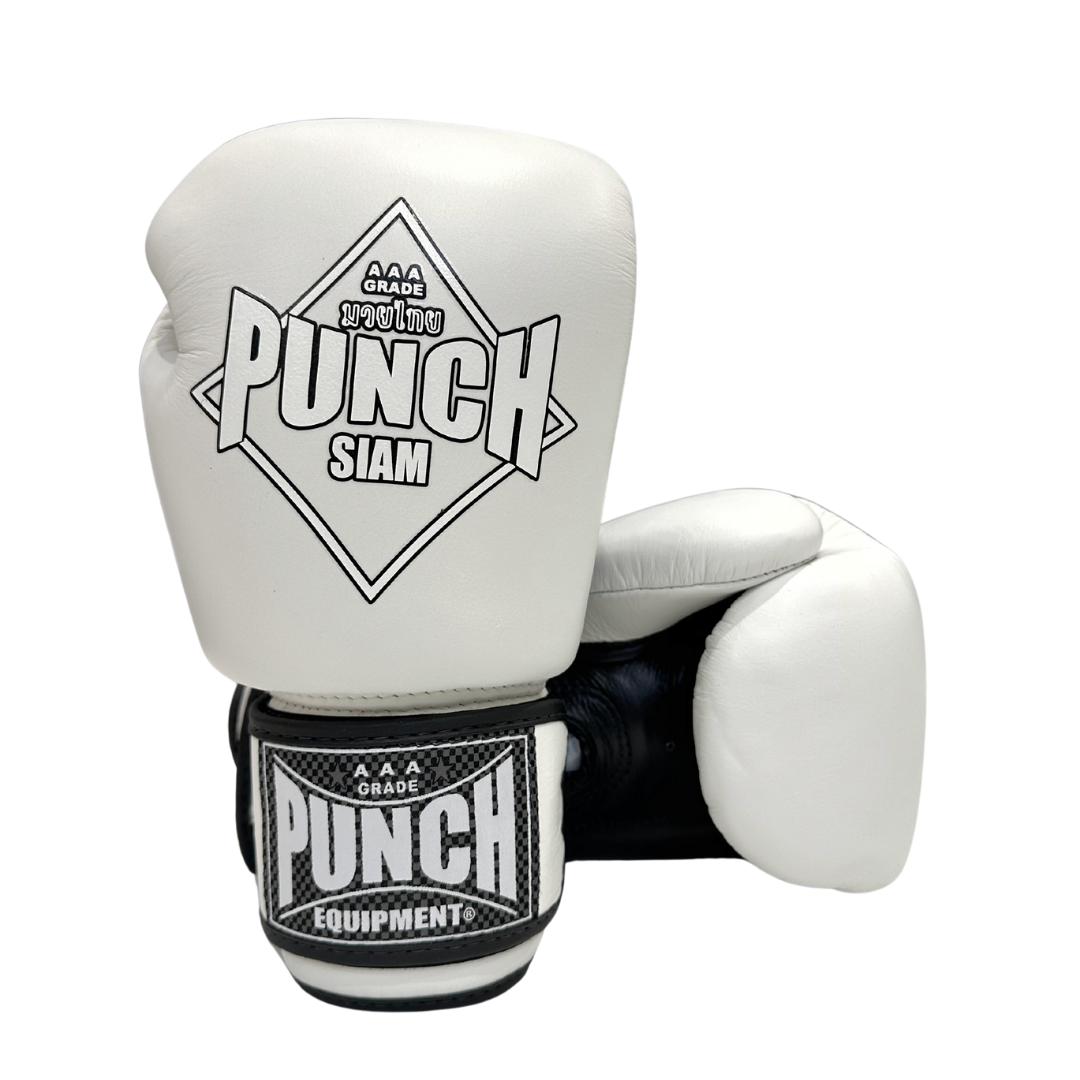 BOXING GLOVES - Siam™ - LEATHER - WHITE - 16OZ